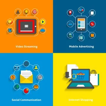 E-commerce icons set 스톡 일러스트