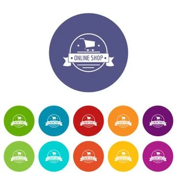 E commerce icons set vector color Illustrazione stock