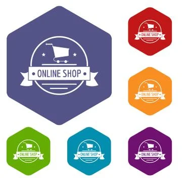 E commerce icons vector hexahedron Illustrazione stock