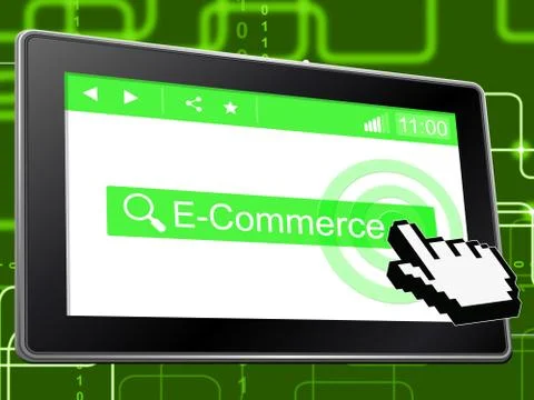 E commerce indicating world wide web and website Stock Illustration