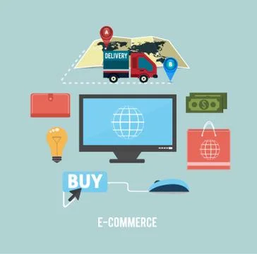 E-commerce infographic concept of purchasing Stock Illustration