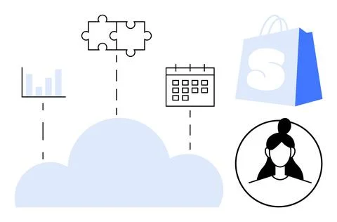 E-commerce Integration and Data Management with Cloud Solutions Stockillustratie