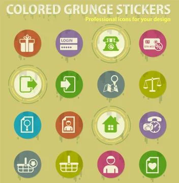 E-commerce interface colored grunge icons Stock Illustration