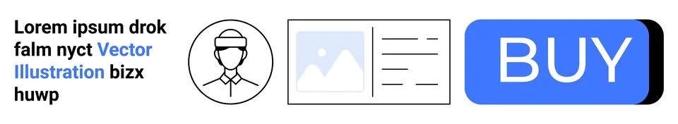 E-commerce interface elements including profile avatar, image gallery, dummy  Stock Illustration