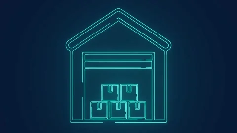 E-commerce inventory warehouse for global shipment fulfilment animation Stock Footage 264961098