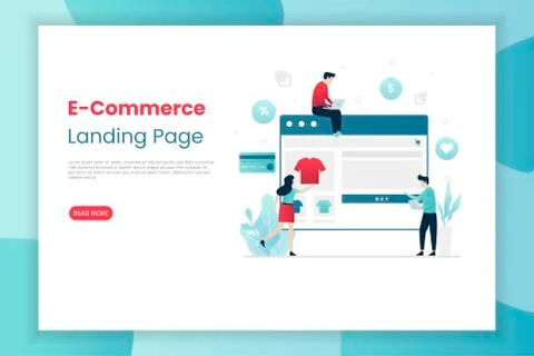 E-Commerce landing page template Stock Illustration