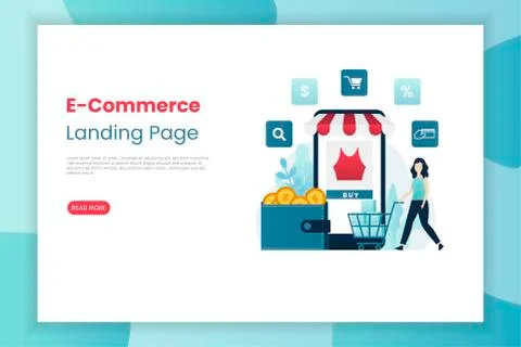 E-Commerce landing page template Stock Illustration