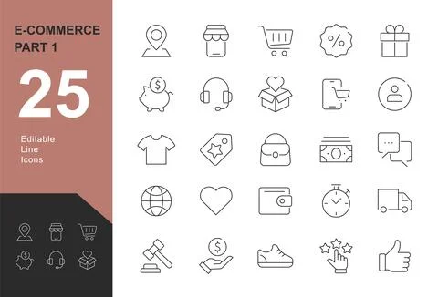 E-commerce Line Editable Icons set. Stock Illustration