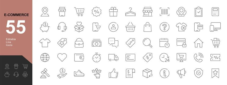 E-commerce Line Editable Icons set. Stock Illustration