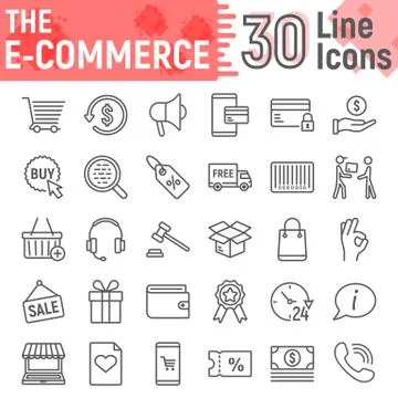 E commerce line icon set, Online store symbols イラスト素材