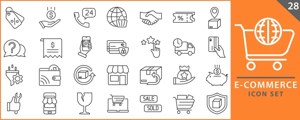 E commerce line icon set Stock Illustration