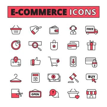 E-commerce Line Icons Set Stock Illustration