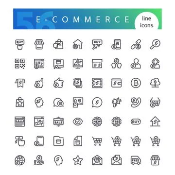E-commerce Line Icons Set Stock Illustration
