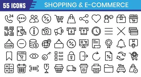 E-Commerce line icons set. Online shopping outline icon collection. Vector .. 스톡 일러스트