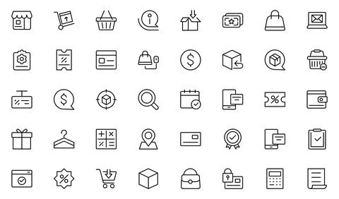 E-Commerce line icons set. E-Commerce, Shop, Online Shopping icons collecti.. Stock Illustration