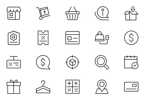 E-Commerce line icons set. E-Commerce, Shop, Online Shopping icons collecti.. Stock Illustration