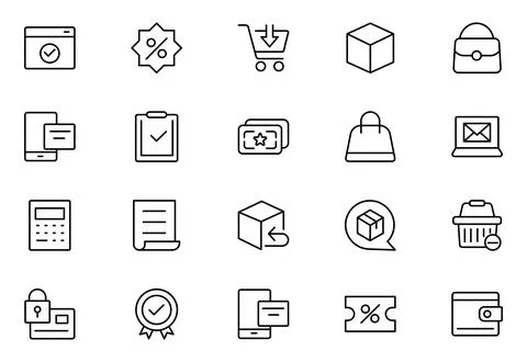 E-Commerce line icons set. E-Commerce, Shop, Online Shopping icons collecti.. Stock Illustration