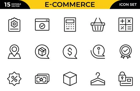 E-Commerce line icons set. E-Commerce, Shop, Online Shopping icons collecti.. Stock Illustration
