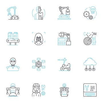 E-commerce linear icons set. Online, Shopping, Retail, Virtual, Marketplace Stock Illustration