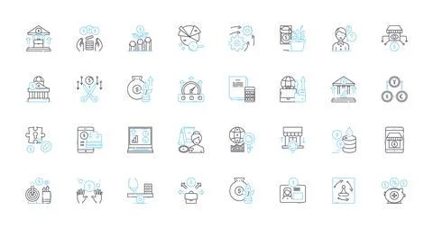 E-commerce linear icons set. Online, Marketplace, Retail, Shopping, Consumerism Illustrazione stock