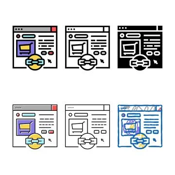E-commerce link building color icon concepts vector Stock Illustration