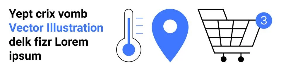 E-Commerce, Location, and Temperature Elements for Modern Online Platforms Illustrazione stock