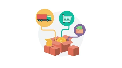 E-commerce Logistics and Supply Chain Management Illustration. Stock Footage 318345773