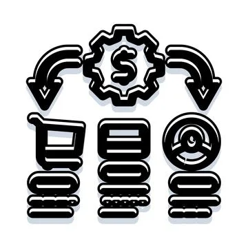 E commerce logistics process with money gear concept Stock Illustration