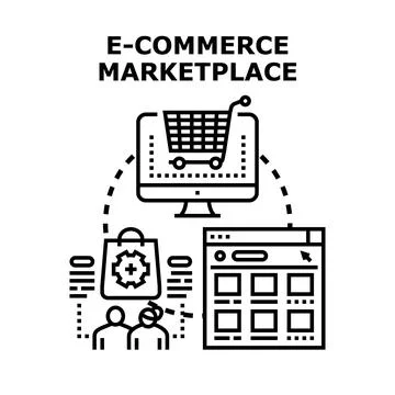 E commerce marketplace developing online shopping platforms 库存插图