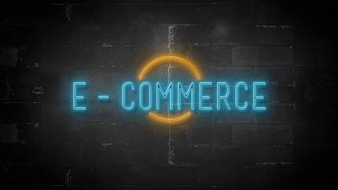E-commerce Message on Flickering Neon Sign in 4K Resolution Stock Footage 119321384