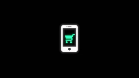 E-commerce mobile animated digital vector sign neon green store Vídeo Stock 341276696
