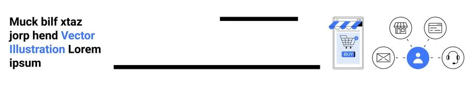 E-commerce Mobile App Interface with Shopping Cart and Essential Icons for .. Stock Illustration