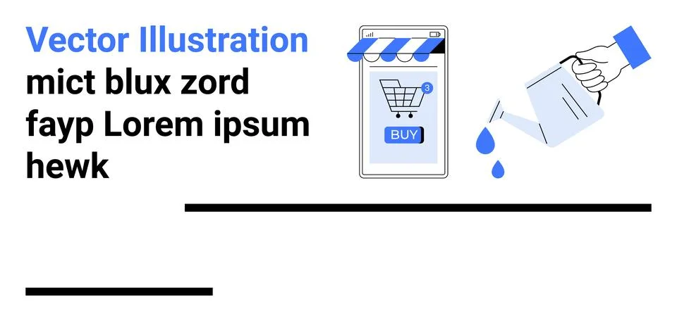 E-commerce Mobile App with Online Shopping Cart and Checkout Elements Stock Illustration