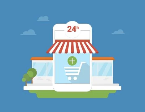 E-commerce mobile application Stock Illustration