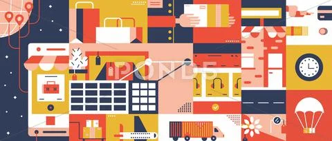 E-commerce mobile shop online abstract background Stock Illustration