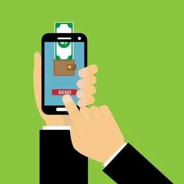 E-commerce, money transfer from a mobile phone Stock Illustration