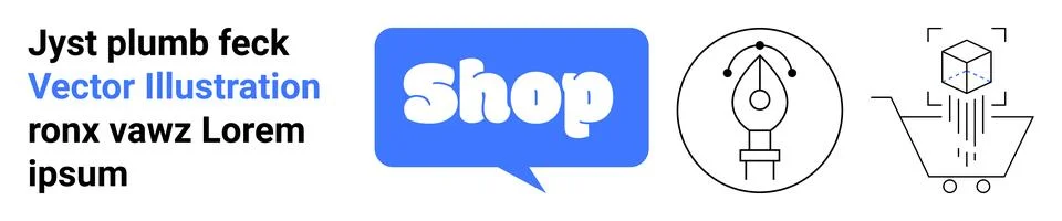 E-commerce Neat Elements with Calligraphy Pen and Digital Design Symbols イラスト素材