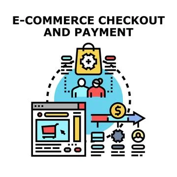 E commerce online checkout payment processing concept Stock Illustration