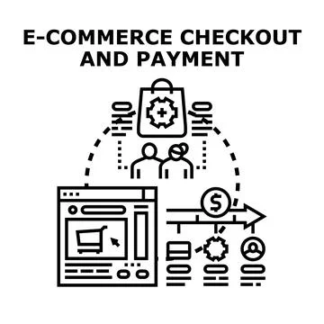 E commerce online checkout payment processing concept Stock Illustration