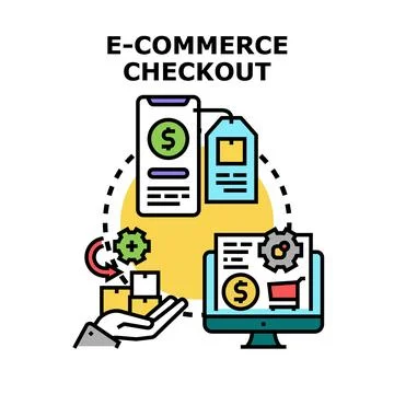 E commerce online checkout process buying concept Stock Illustration