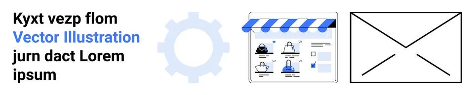 E-commerce, online communication, digital interfaces, email marketing, web de Stockillustratie