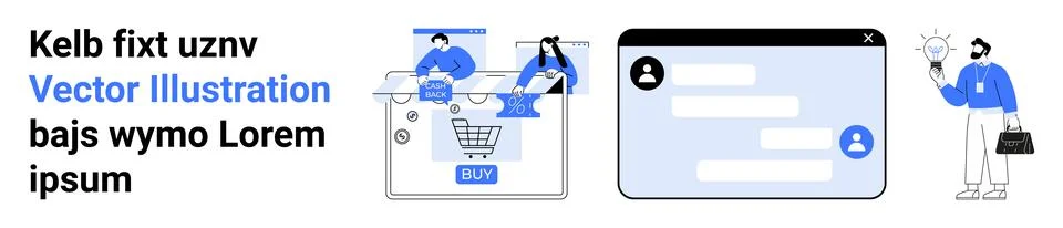 E-commerce, online communication, digital transactions, shopping, messaging s Stock Illustration