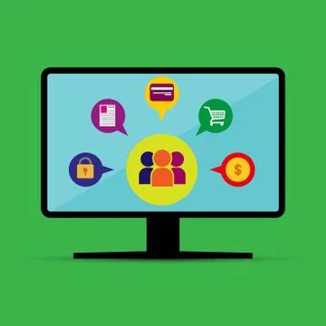 E-Commerce, online purchase of goods and services Ilustración de archivo