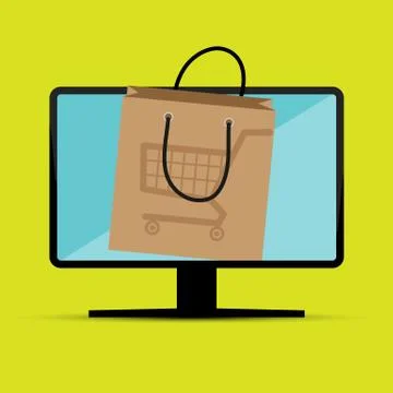E-Commerce, online purchase of goods and services Stock Illustration