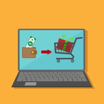 E-Commerce, online purchase of goods and services Ilustración de archivo