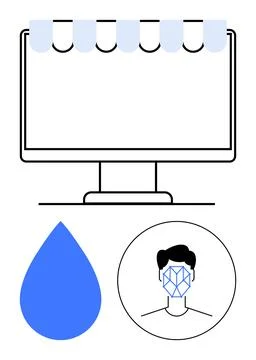 E-commerce, online security, biometrics, identity verification, data privacy, イラスト素材