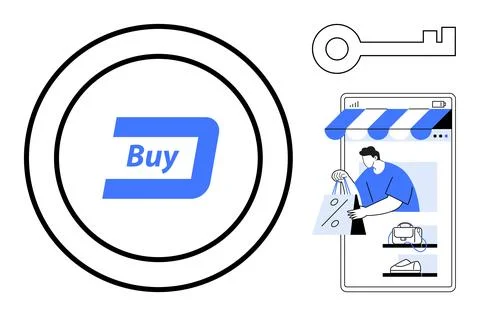 E-commerce, online shopping, digital security, technology, user authenticatio Stock Illustration