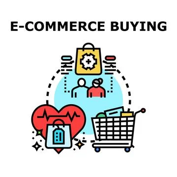 E commerce online shopping purchasing process concept Stock Illustration