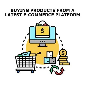 E commerce online shopping purchasing process concept illustration Stock Illustration