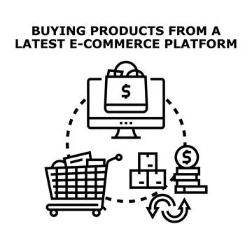 E commerce online shopping purchasing process concept illustration Stock Illustration